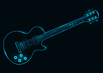Obraz na płótnie Canvas Vector illustration of a neon guitar