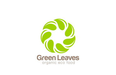 Infinite Green Eco Logo design looped leaf circle vector