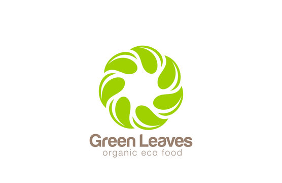 Infinite Green Eco Logo design looped leaf circle vector