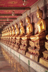Golden Buddhas - Temple in bangkok, thailand