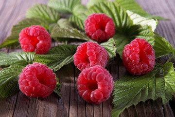 Ripe red raspberries