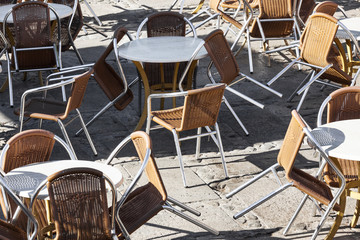 tables and armchairs in a cafe