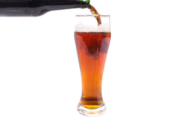 Fill the glass with cold beer