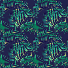 Tropical Leaves Background - Vintage Seamless Pattern