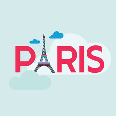 Paris Card - Illustration with Eiffel Tower - in vector