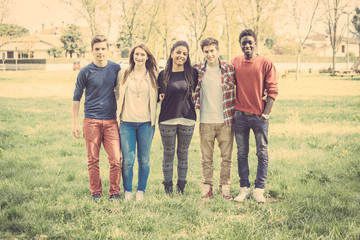 Multiethnic group of teenagers outdoor