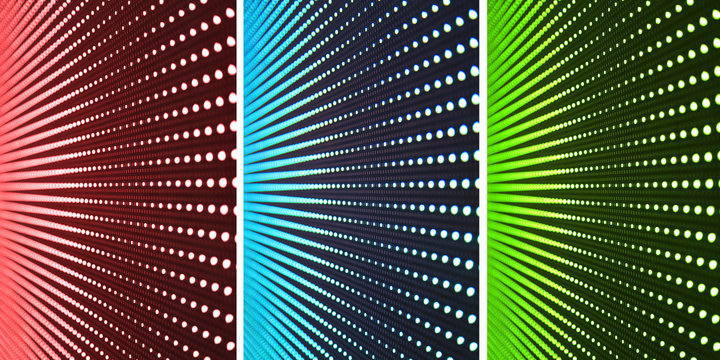 Three different color LED walls