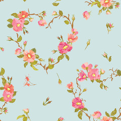 Flower Background - Seamless Floral Shabby Chic Pattern