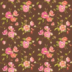 Obraz premium Roses Background - Seamless Floral Shabby Chic Pattern
