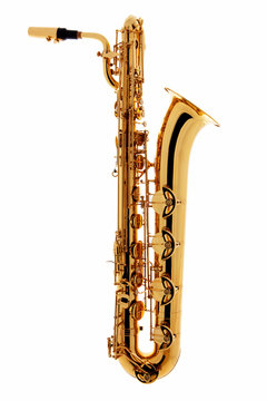 Saxophone over white background