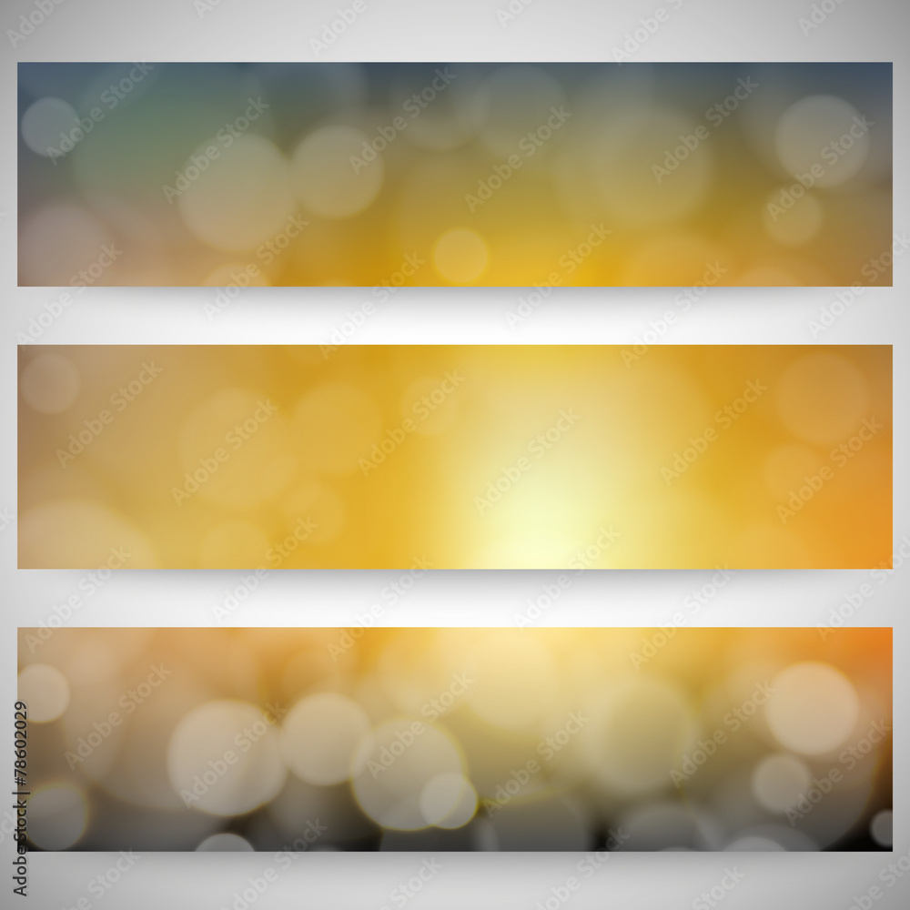 Aufkleber blurry backgrounds set with bokeh effect. abstract banners set