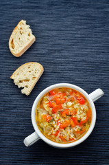 chicken soup with rice and peppers