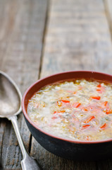 chicken soup with rice and peppers