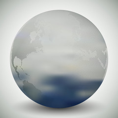 Dotted world globe, blurred design vector illustration