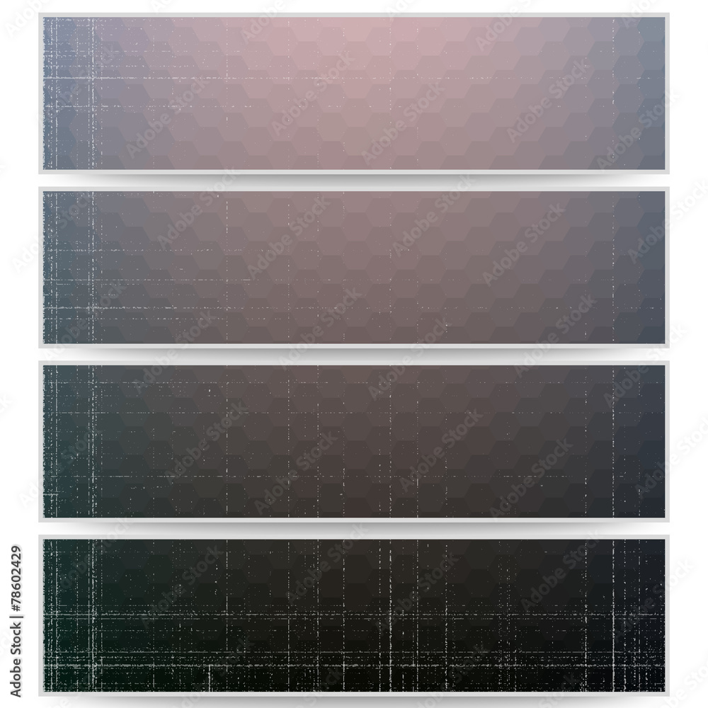 Poster abstract hexagonal headers set, blurred design vector