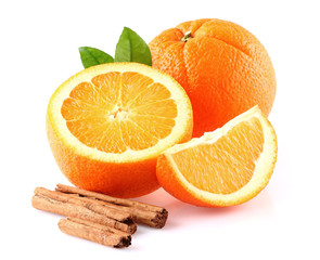 Orange fruit with cinnamon