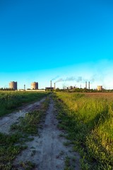 Fototapeta na wymiar Rural landscape with factory