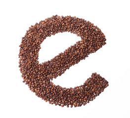 Alphabet from coffee beans.