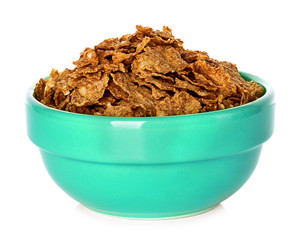 Bowl with flakes isolated on the white background