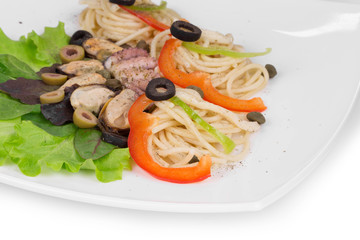 Tasty italian pasta with seafood