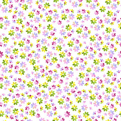 Fototapeta na wymiar colorful small vector flowers seamless pattern