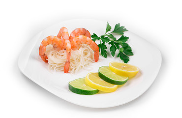 Fresh boiled shrimps