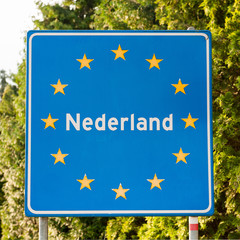 Dutch road sign at the border