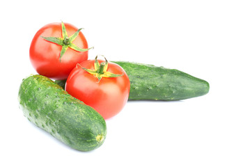 Ripe vegetables isolated on white background