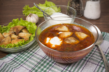 borsch with ears from the test