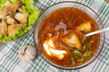 borsch with ears from the test