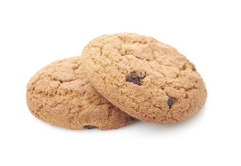 oat cookies on white background