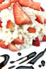 Strawberry risotto with traditional italian balsamic vinegar