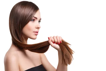 Cercles muraux Salon de coiffure Femme aux beaux cheveux longs