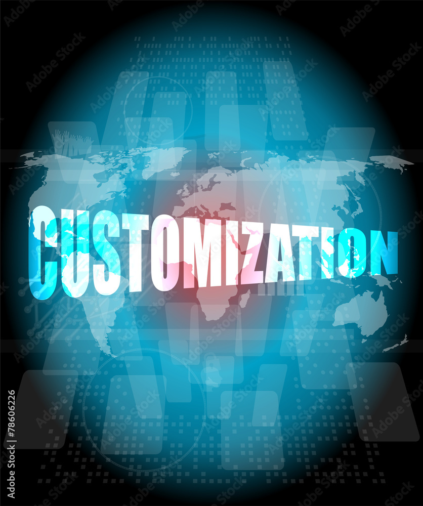 Aufkleber customization word on digital binary touch screen
