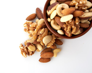 Mix nuts  on white background