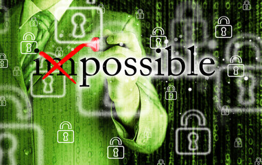 Businessman Hand turning the word Impossible into Possible with