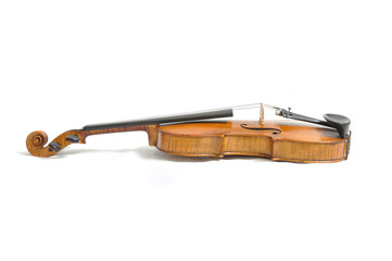 Plakat Horizontal violin isolated on white