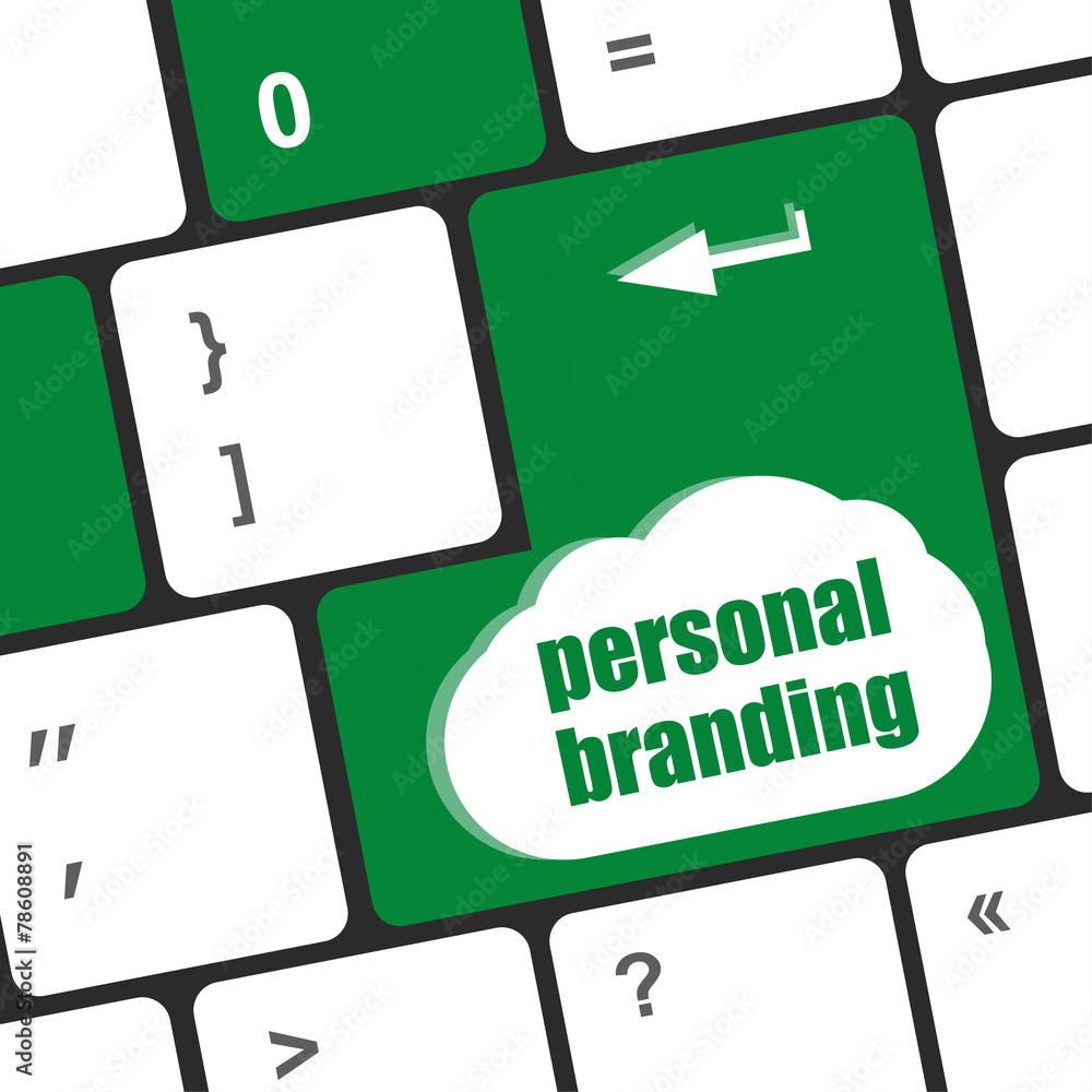 Poster personal branding on computer keyboard key button