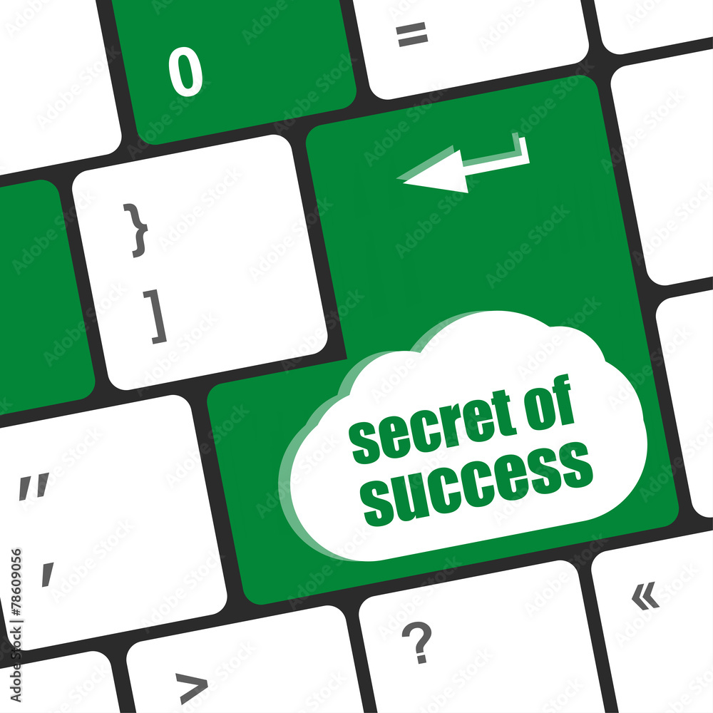 Poster secret of success button on computer keyboard key