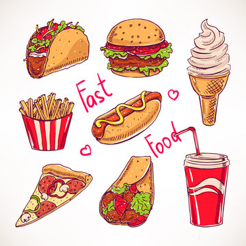 Set with various fast food - 2
