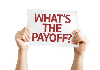 What's the Payoff? card isolated on white background