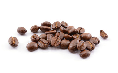 Coffee beans isolated on white background.