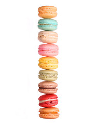 Colorful macaroons tower isolated on white - 78612264
