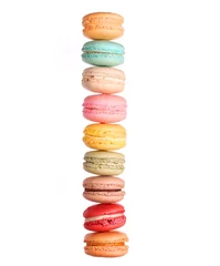 Foto op Canvas Colorful macaroons tower isolated on white © Guzel Studio