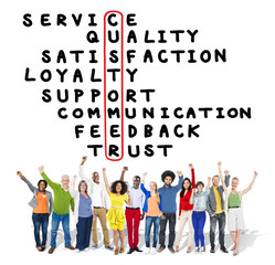 Fototapeta premium Customer Service Quality Satisfaction Crossword Puzzle Concept