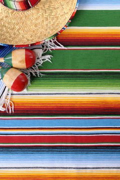 Mexican Serape Blanket With Sombrero