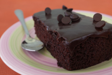 Chocolate Brownie on a plate colorful.