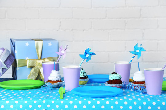 Prepared birthday table for children party © Africa Studio