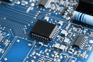 Microchips on a circuit board