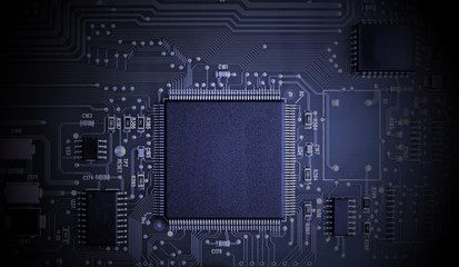 Microchips on a circuit board